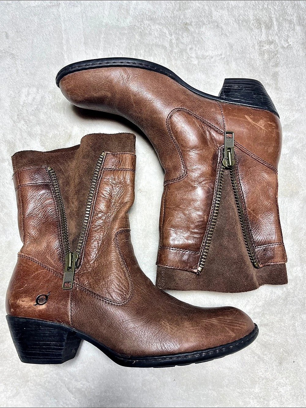 Born Barren Waterproof Bootie Women's Brown Leather Ankle Boots US 10